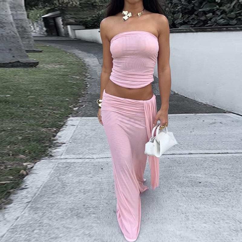 Tuularose Pink Long Dress 2-Pi - Strapless Bra Backless review and price