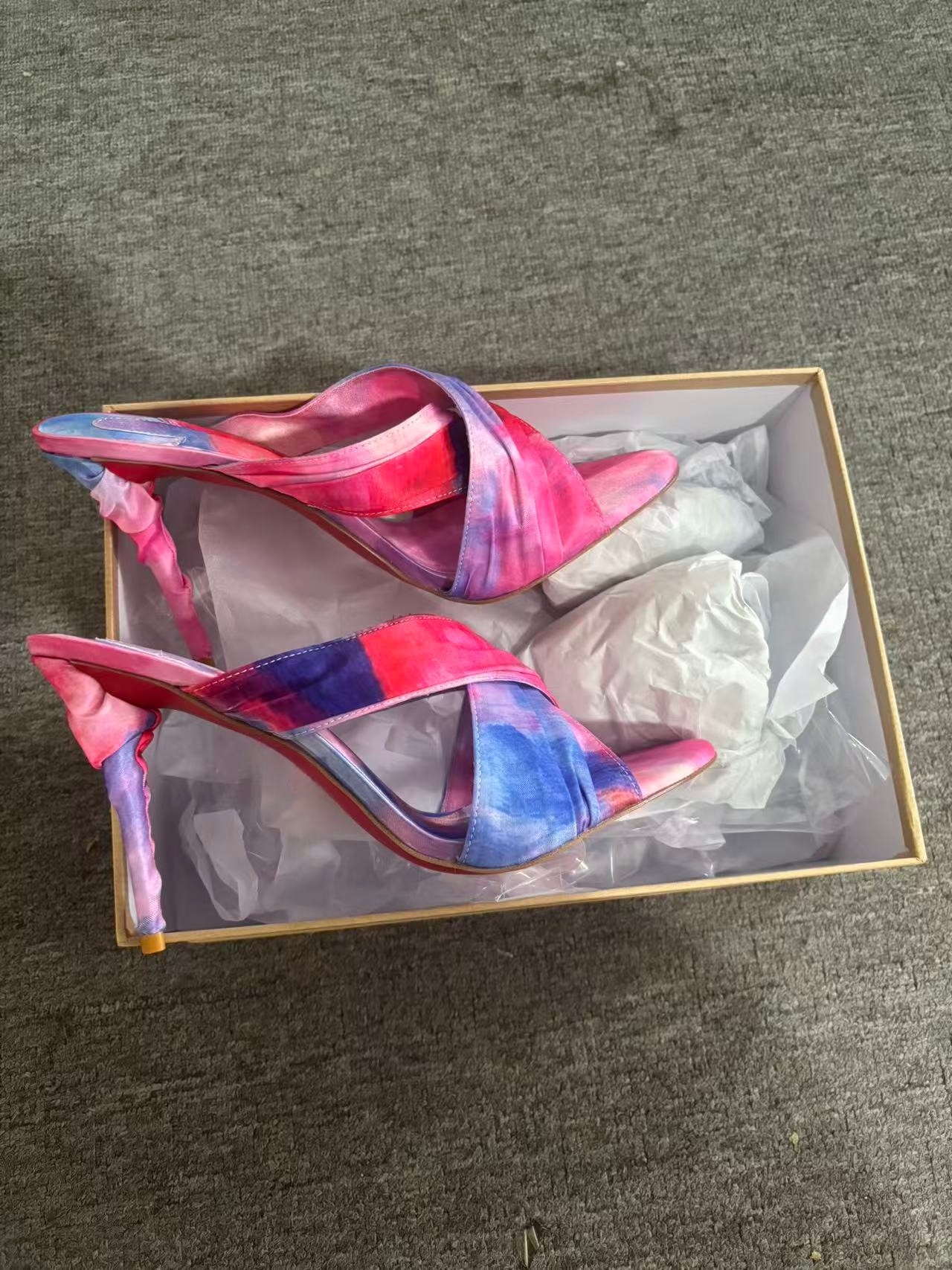Women's Pink-Blue Tie-Dye Sati - Slip Dress Satin review and price
