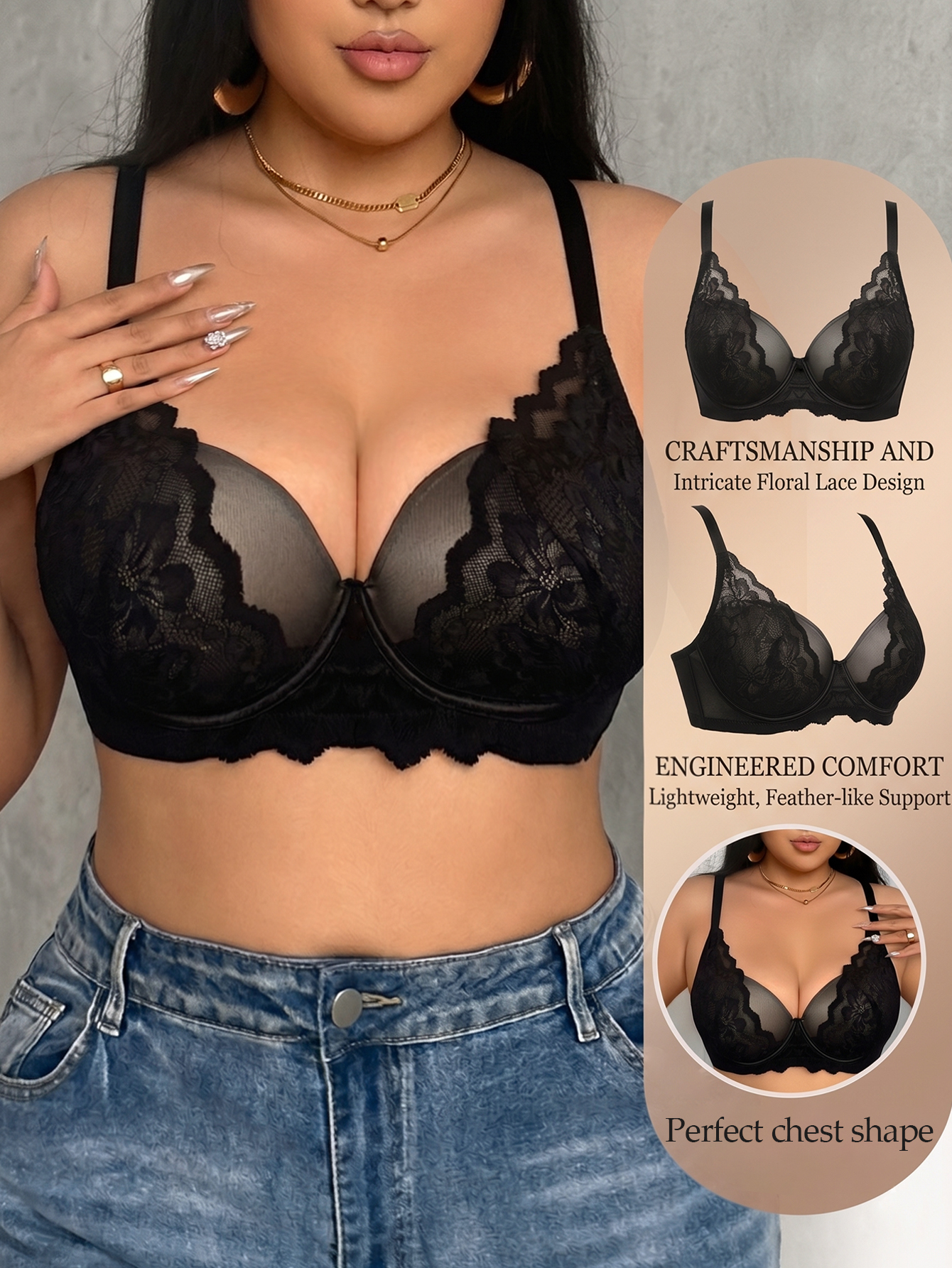 Wide Strap Plus Size Women Bra - Push Up Bra Padded review and price