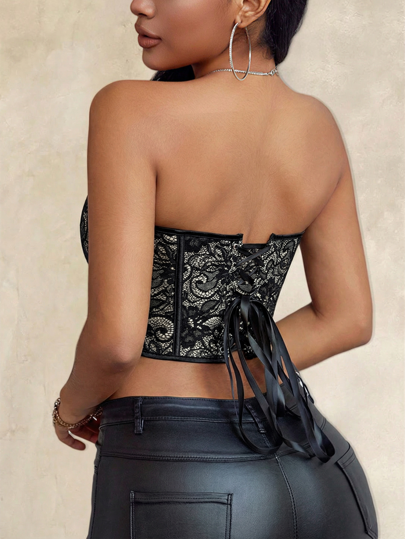 Sexy black lace heart-shaped s - Strapless Bra Backless review and price