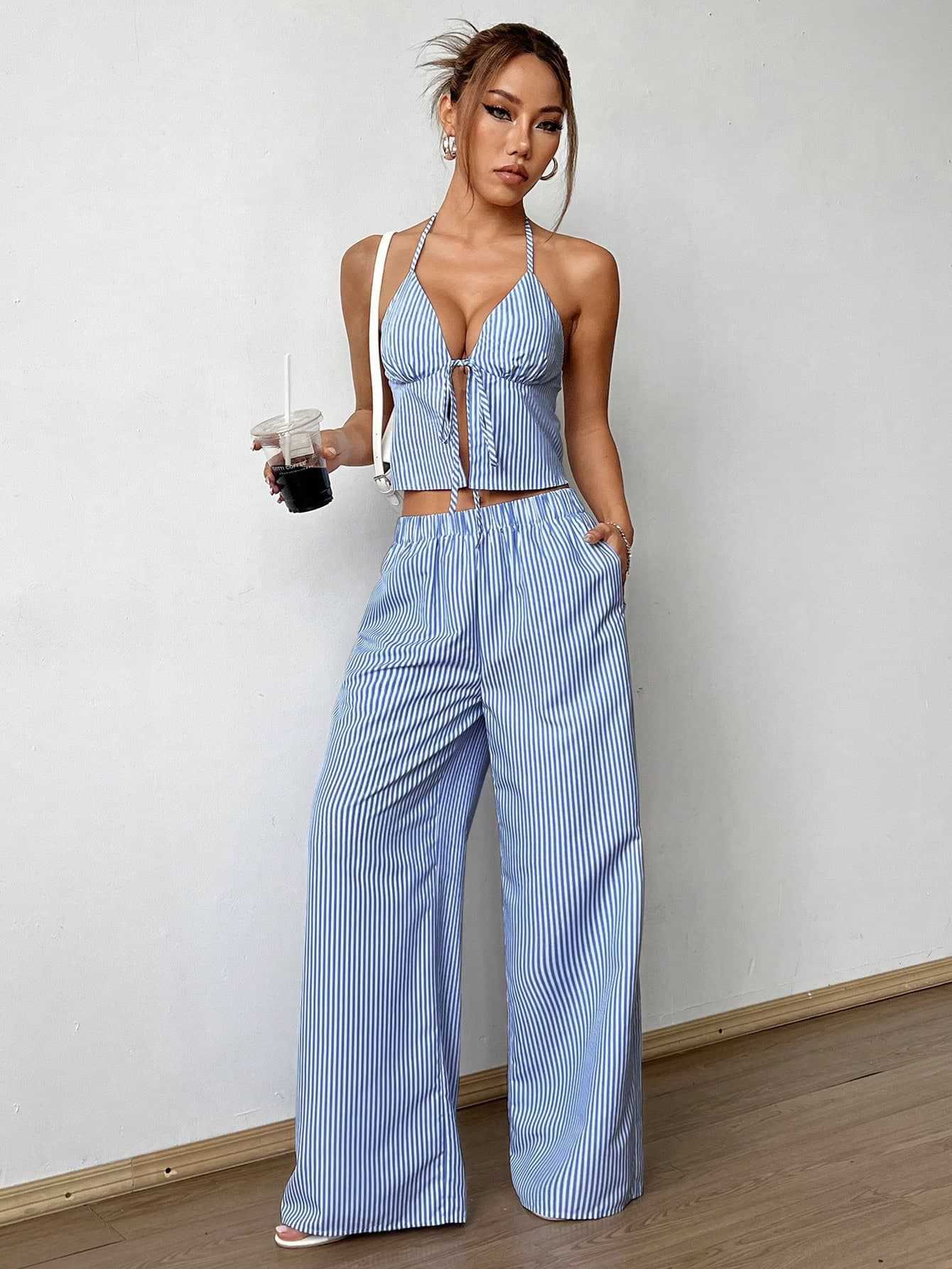 Striped Lace Up Camisole Colla - Cami Top Lace review and price