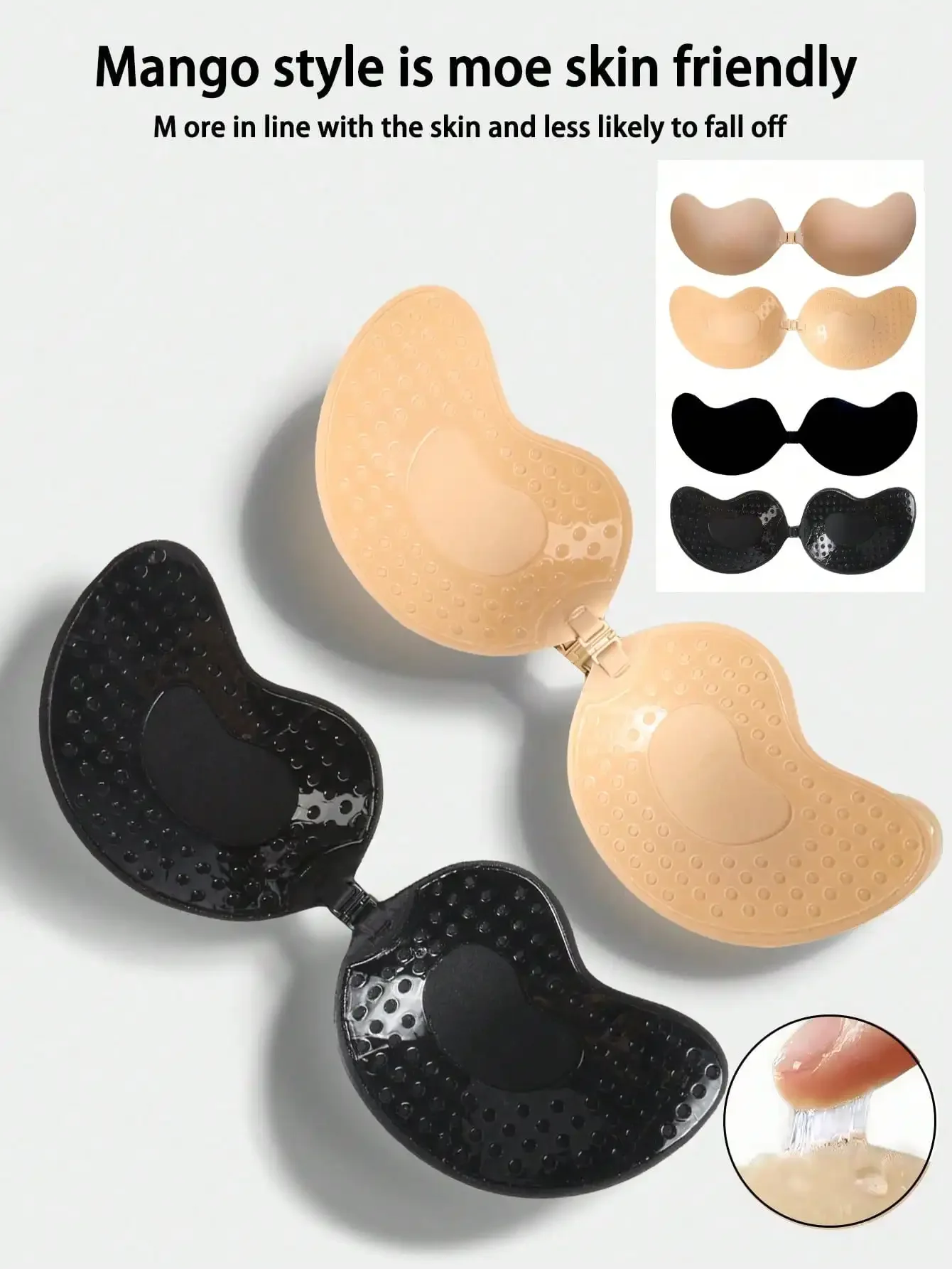 4pcs/Set (2 Black + 2 Nude) St - Strapless Bra Backless review and price