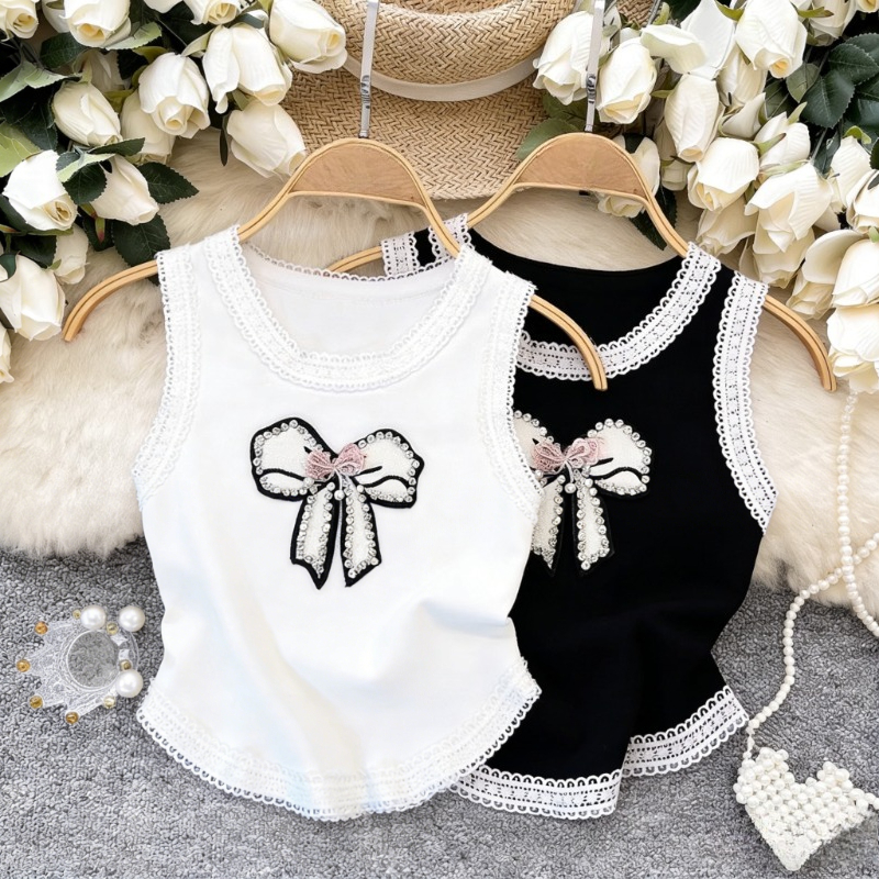White Lace Trim Rhinestone Bow - Cami Top Lace review and price