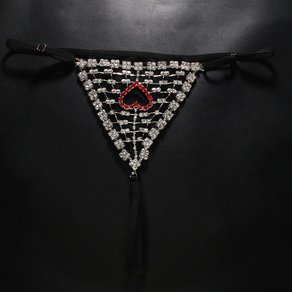 Rhinestones Heart Hollow Thong - Thong Bikini Women review and price
